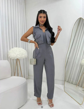 Conjunto Macacão + colete Vitoria alfaiataria feminina