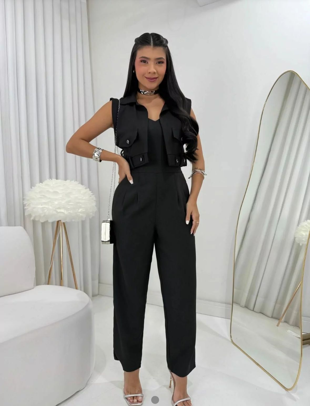 Conjunto Macacão + colete Vitoria alfaiataria feminina