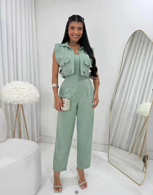 Conjunto Macacão + colete Vitoria alfaiataria feminina