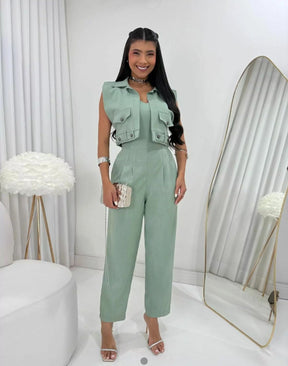 Conjunto Macacão + colete Vitoria alfaiataria feminina