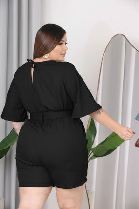 Macacão Manga Curta Verão Plus Size Feminino