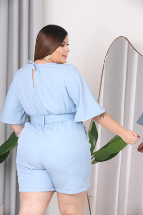 Macacão Manga Curta Verão Plus Size Feminino