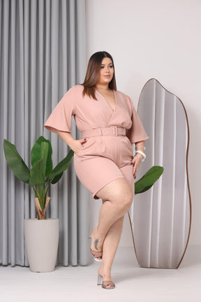 Macacão Manga Curta Verão Plus Size Feminino