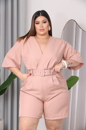 Macacão Manga Curta Verão Plus Size Feminino