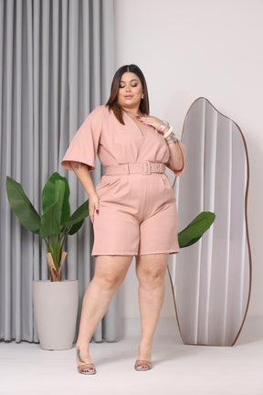 Macacão Manga Curta Verão Plus Size Feminino