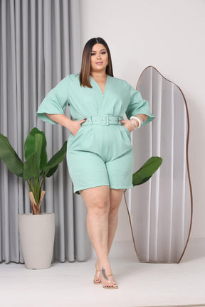 Macacão Manga Curta Verão Plus Size Feminino